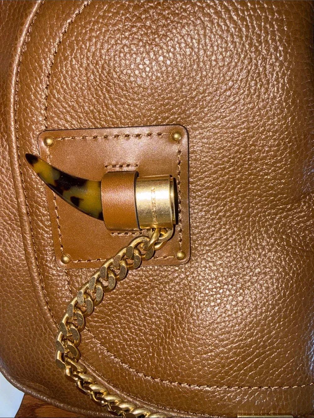 Michael Kors James Brown Pebbled Leather Crossbody with Gold Chain Accent new!
